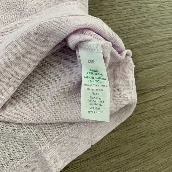 Aerie ‘Shore Thing’ Linen Blend Lightweight T-shirt - Size XS - Lavender - NWT - Picture 7 of 8